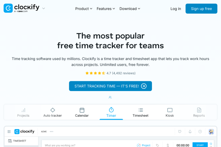 Uma ferramenta gratuita de rastreamento de tempo que facilita a gestão de equipes e ajuda a otimizar a produtividade no dia a dia.