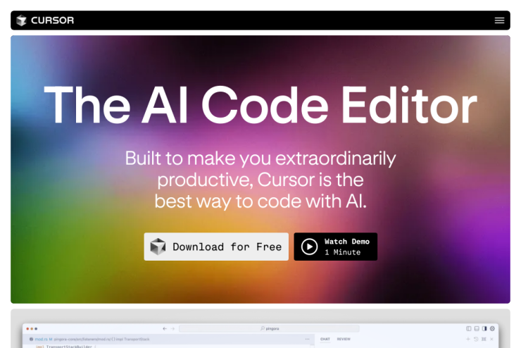 Um editor de código que utiliza inteligência artificial para facilitar a programação e aumentar a produtividade dos desenvolvedores. Ideal para quem busca agilidade e eficiência no dia a dia.