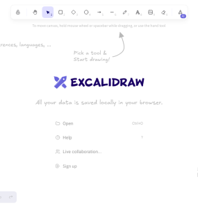 Uma lousa virtual de código aberto que permite desenhar e colaborar de forma simples e intuitiva