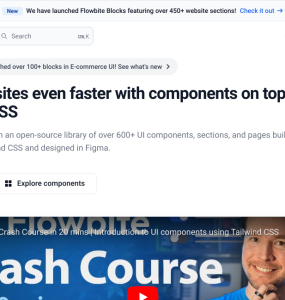 Crie interfaces usando componentes prontos que se integram facilmente ao Tailwind CSS.