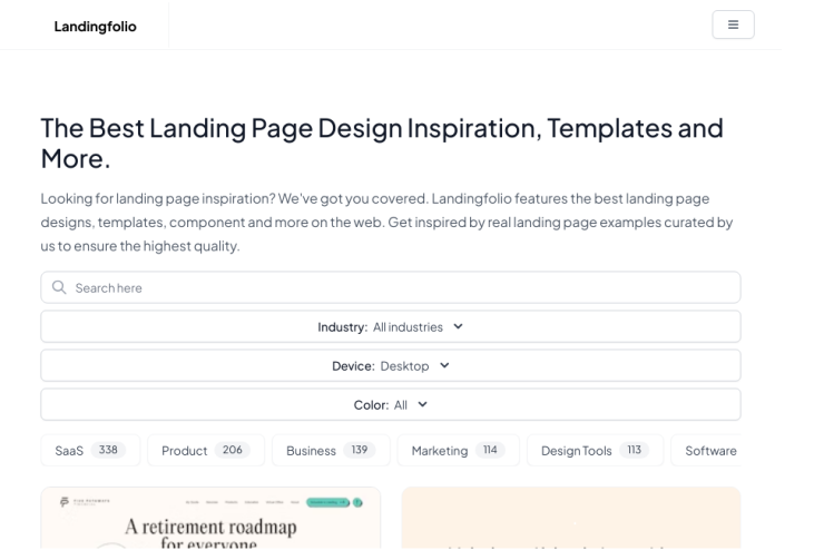 Encontre inspiração para suas landing pages com uma variedade de templates e recursos práticos para facilitar seu trabalho.