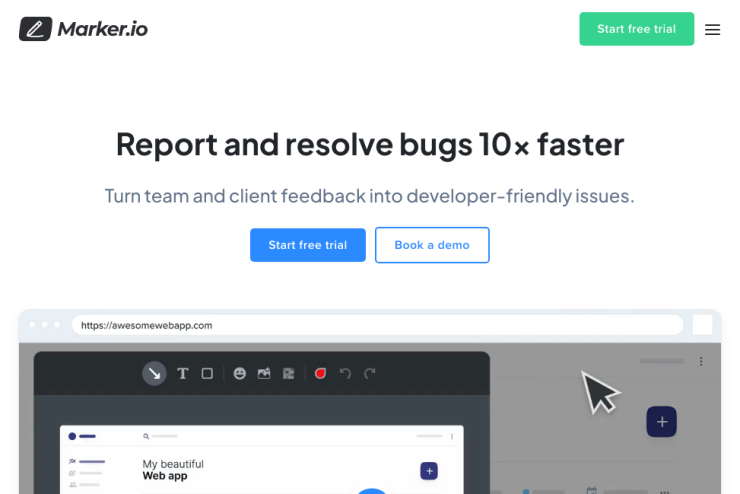Envie feedbacks e relatórios de bugs diretamente do seu site