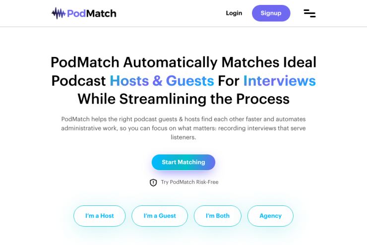 Encontre facilmente a conexão perfeita entre anfitriões de podcasts e convidados