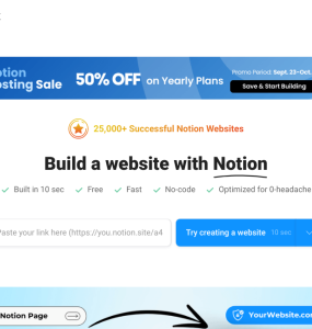 Construa sites de forma descomplicada usando Notion. Ideal para quem busca uma solução prática e rápida para criar páginas na web.