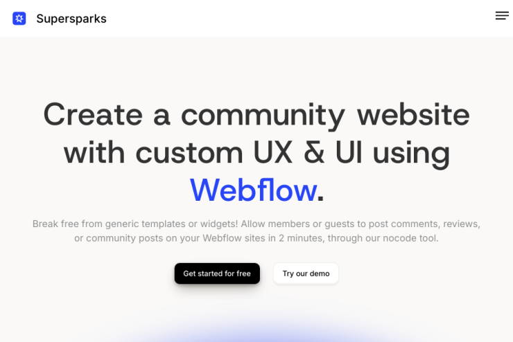 Crie comunidades personalizadas de forma fácil e rápida com a plataforma que transforma suas ideias em realidade no Webflow.