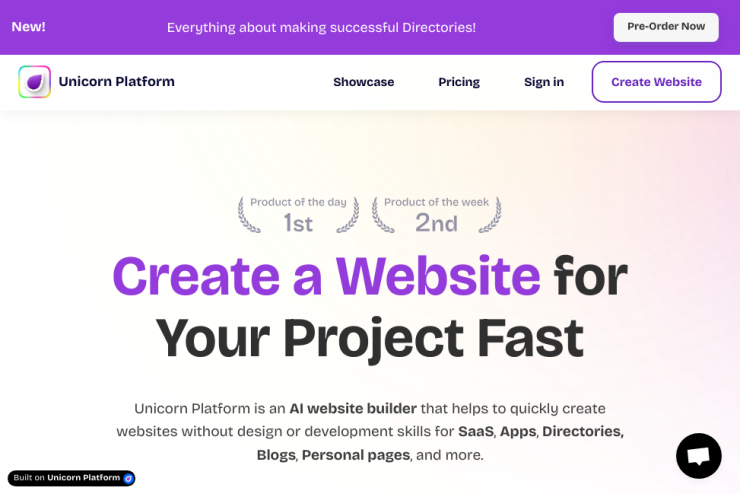 Crie rapidamente um site para o seu projeto e comece a compartilhar suas ideias com o mundo de forma simples e prática.