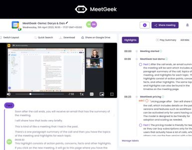 Gravação e transcrição automática de reuniões pelo MeetGeek
